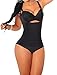 Camellias Women's Seamless Firm Control Shapewear Open Bust Bodysuit Body Shaper Black