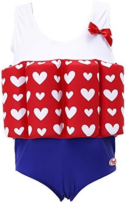 NHockeric Kids Life Jacket Baby Floatation Suit Detachable Float Adjustable One-Piece Swimsuit Buoyancy for Girls Boys Age 2-3 Year Red Heart