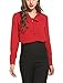 ACEVOG Elegant Shirt Womens Pussycat Bow Tie Neck Long Sleeve Chiffon Business Professional Shirts Red X-Large