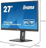 iiyama -B5 27" IPS USB-C Dock Monitor 65W FHD 4ms HA Stand view 10