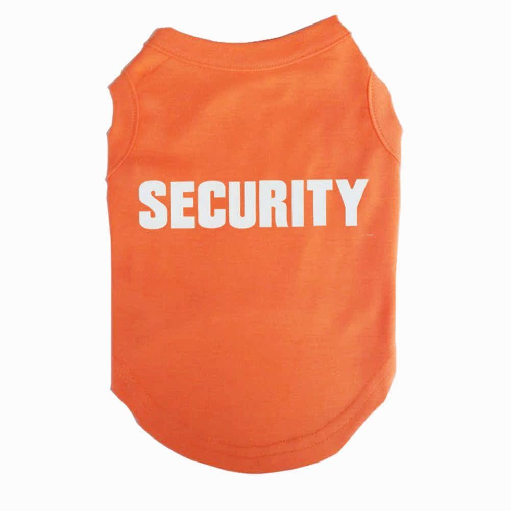 Dog Shirt Tee Shirts Puppy Summer Clothes Tank Top Vest SECURITY Sweat Shirt for Small dog Medium Cat (XS, Orange)