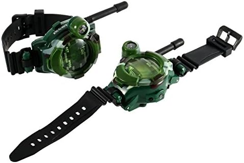 1 0.8" LCD Radio 50~150M Watches Walkie Talkie Lights Mic (Color: Green)