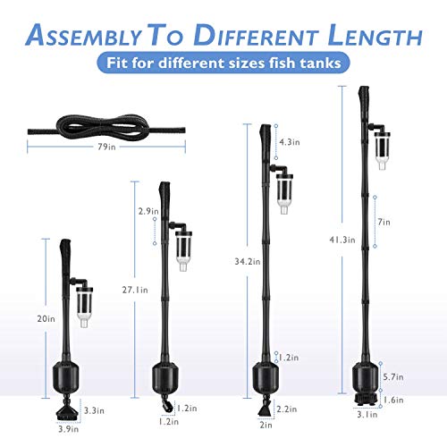 Hygger 396GPH Electric Aquarium Gravel Cleaner, 5 in 1 Automatic Fish