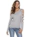 Soteer Women's Cashmere Cold Shoulder Long Sleeve Turtleneck Vintage Pullover Sweater Dark Grey S