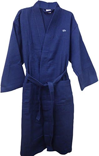 48" Length Waffle Robe, Navy, HIS