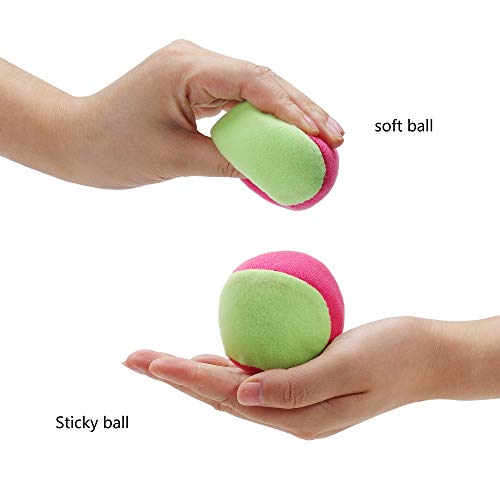 TOCO FREIDO (New Version) Toss and Catch Ball Set for Kids- Self Stick Paddle Game with 2 Rackets, 1 Plush Balls & 1 Adsorption Ball and 1 Gift Box for Children