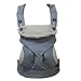 KatyLand Baby Carrier Backpack 360 - 4 Ergonomic Carry Positions - 100% Organic Cotton Machine Washable - Baby Sling Carrier adjustable with Sleeping Hood Grey