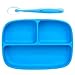 Silikong Suction Plate for Toddlers + Silicone Spoon | Microwave, Dishwasher and Oven Safe | Stay Put Divided Baby Feeding Set for Babies and Infants