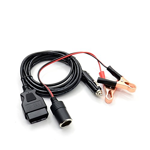 VSTM OBD II Vehicle ECU Emergency Power Supply Cable Memory Saver (3Meter) with Alligator Clip-On 12V Car Battery Cigarette Lighter Power Extension Socket