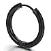 Pair Stainless Steel Black Plain Circle Huggie Hinged Hoop Earrings for Men Women