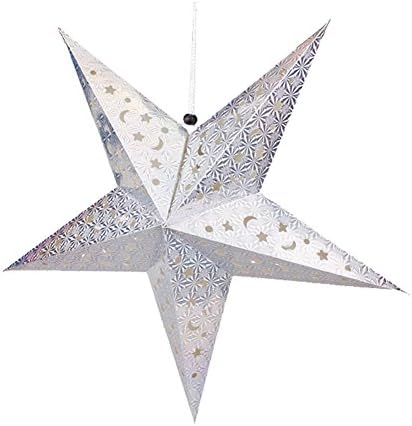 Chunlin 3D Laser Star Paper Lantern Lampshade Hanging Wedding Xmas Home Decor (Silver, 60CM)