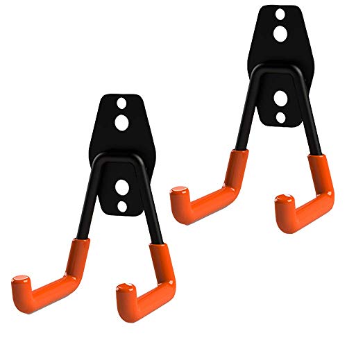 Garage Storage Utility Hooks, Wall Mount Hanging Hooks, Steel U-Hooks Tool Organizer Holder, 2-Pack