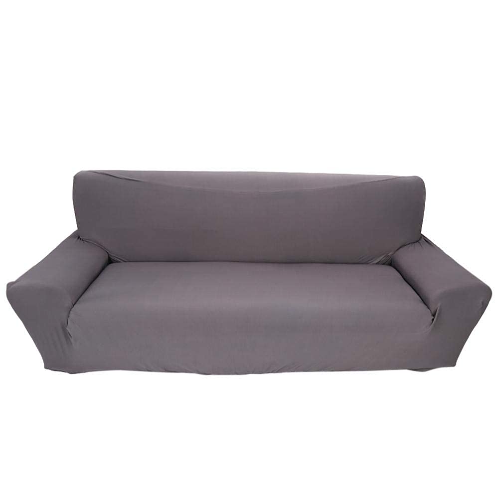 3 Seater Sofa Covers 7 Solid Colors Full Stretch Slipcover Elastic Fabric Soft Couch Cover Sofa Protector Home Furniture (Color : Grey)