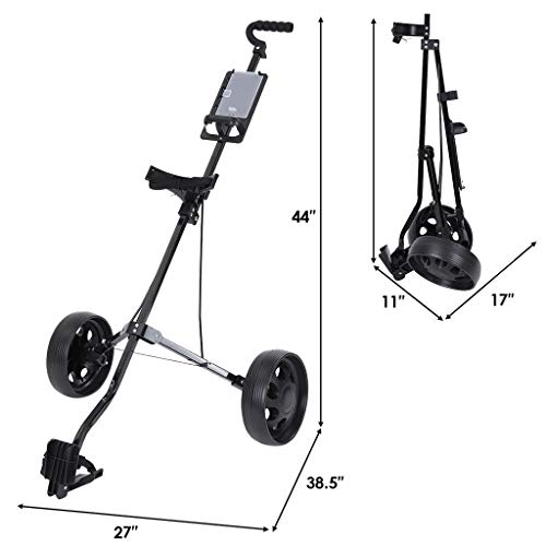 Qqq Golf Push Pull Cart,Lightweight Foldable 2 Wheels Push Golf Cart