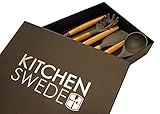 Kitchen utensil set - 6 piece nonstick Kitchen utensils set made from bamboo and silicone exclusive black giftbox - Only from KitchenSwede