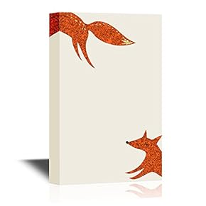 Canvas Wall Art - Minimalism Art - The Running Foxes - Gallery Wrap Modern Home Art | Ready to Hang - 12x18 inches