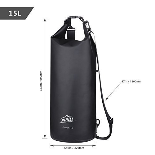 HiHiLL Sacs Etanches pour Activités de Plein Air et Sports Aquatiques Camping avec Une Pochette Etanche Téléphone, 15L
