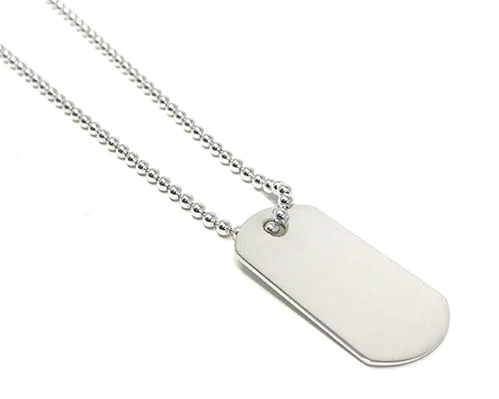 Strictly Gifts MENS Silver Dog Tag Necklace Pendant on 51 cm Bead Chain