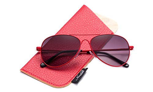 Newbee Fashion- Kids Girls Colored Aviator Sunglasses for Kids UV Protection Spring Hinge w/Pouch Fashion Aviators for Girls