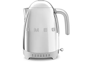 Smeg 50's Retro Style Electic Kettle, 1.7L Capacity, Variable Temperature, Anti-slip base, Stainless Steel, KLF04SSUS
