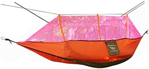 WQWL Double Portable Jungle Ultra Strong Parachute Nylon Hammock Mosquito Net~~Lightweight,Compact and Reversible with Bug free Net~~Ideal choice for travelling,Camping,Beach or Yard etc (Orange)