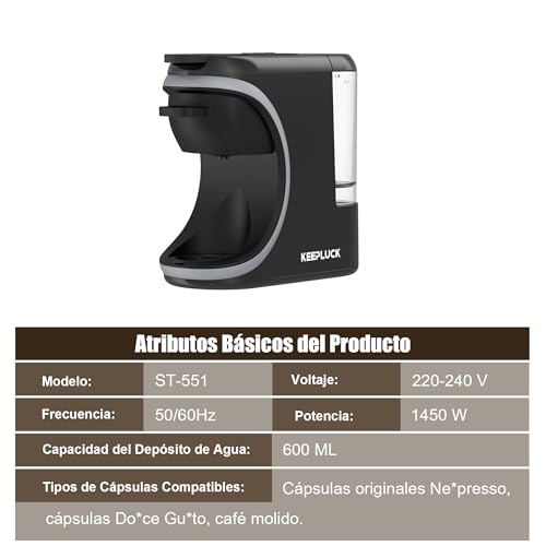 3 in 1 Capsule Coffee Maker for Nespresso Original/for Dolce Gusto/Powder | Automatic Shut-Off, Black, 19bar, 0.6L, Automatic and Compact Multi-Capsule Machine, Multi-Drink for Home and Office