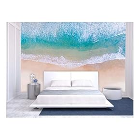 Large Wall Mural - Clear Water and White Bubbles on The Tropical Beach | Self-Adhesive Vinyl Wallpaper/Removable Modern Wall Decor - 66x96 inches