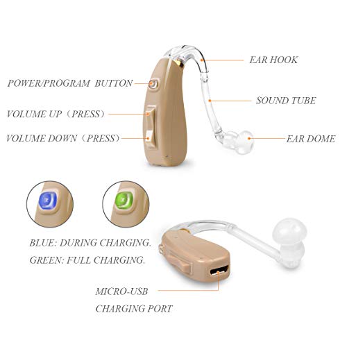 Banglijian Hearing Aid Rechargeable Ziv201 Digital Noise Reduction and