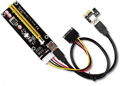 QualityHWDirect 100-Pack PCI-E 16x to 1x Powered Riser Adapter Card w/ 50cm USB 3.0 Extension Cable &amp; MOLEX to SATA Power Cable - GPU Riser Extender Cable