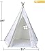 Teepee Tent for Kids | White Kids Teepee Tent | Tipi Tents Indoor Outdoor | Play Tent Foldable 7 Feet Tall - 5 Poles | Playhouse Tent | Large Childrens Teepee Tents Girls and Boys Kids