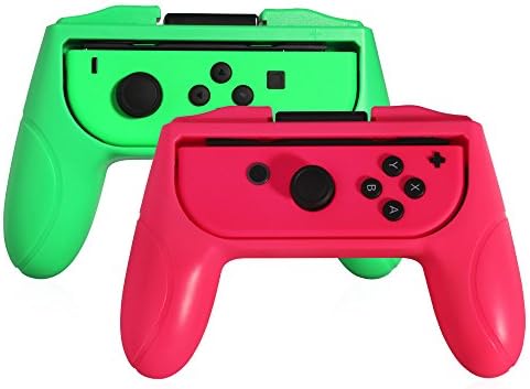 Feihe Joy-Con Grip for Nintendo Switch, Wear-Resistant Joy-con Grips Handle for Nintendo Switch (Green and Pink)