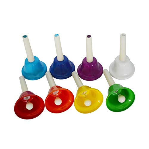 DoMoment 8PCS/Set Colorful Metal Rhythm 8 Note Hand Bell Set Musical Instrument Percussion Education for Child Kids Gift