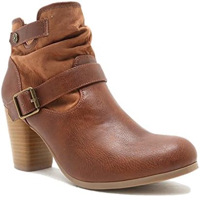 Women Cut Out Bootie Lace Up Slip On High Heel Platform Wedge Ankle Bootie - Cognac/6.5