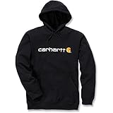 Carhartt Men's Signature Logo Midweight Sweatshirt Hooded Original Fit,Black,Large