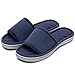 Women's Comfort Memory Foam Cotton House Slippers Spa Shoes w/Fleece Lining & Anti-Skid Rubber Sole (Medium / 7-8 B(M) US, Navy Blue)