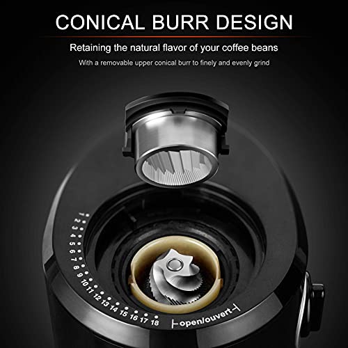 Secura Conical Burr Coffee Grinder, Electric Coffee Grinder with 18