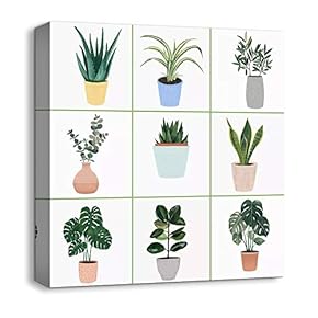 Canvas Wall Art Animals Plants Collage Ideas Home Wall Decorations for Bedroom Living Room Oil Paintings Canvas Prints Framed - 12x12 inches