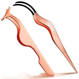 Blulu 2 Pieces False Eyelashes Applicator Tool Eyelash Extension Tweezers Remover Clip Nipper, Rose Golden