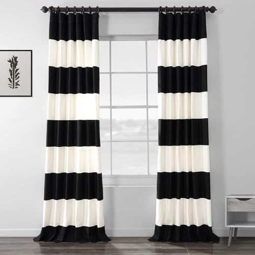 HPD Half Price Drapes Horizontal Striped Printed Curtains Cotton Curtains, 96 I…