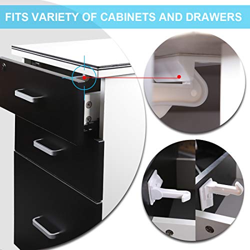 Child Safety Cabinet Locks latches, Babepai 10pcs Child Proof Cabinet Locks, 3M Adhesive, Invisible No Tools or Drilling Needed for Drawers,Cupboard,Closets