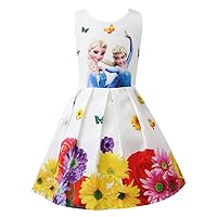 Crazy Gotend Little Anna Dress Girls Princess Flower Dresses White 5-6Y