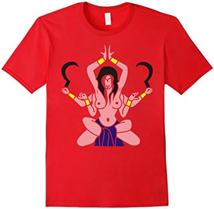 Men's Kali T Shirt Hindu Hinduism Gods tee Medium Red