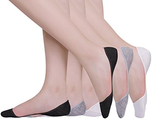 3 Pairs Women’s No Show Liner Socks Non Slip Breathable Thin Invisible Low Cut Socks for Women (White+Gray+Black)