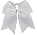 Kenz Laurenz Cheer Bows White Cheerleading Softball - Gifts for Girls and Women Team Bow with Ponytail Holder Complete your Cheerleader Outfit Uniform Strong Hair Ties Bands Elastics (1)