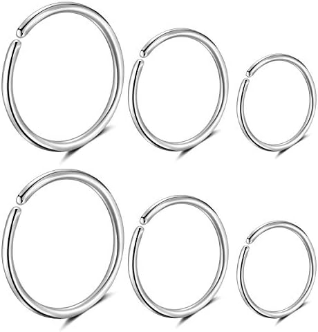 20G G23 Titanium Nose Ring Hoop Hoop 8mm 10 mm 12mm Septum Ring Dainty Hoop Body Jewelry Piercing Thin Nose Ring 6pcs