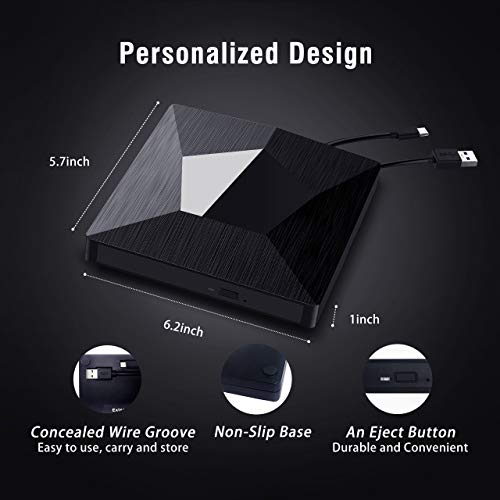 image for 4K External Blu Ray Drive, TOPELEK USB3.0 and Type-C CD/DVD/BD Burner/