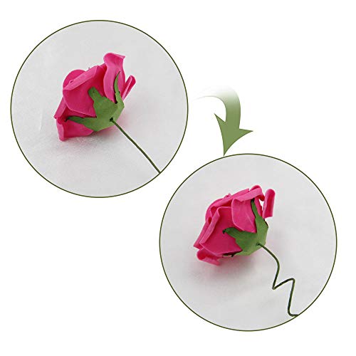 N&T NIETING Artificial Flowers Roses, 25pcs Real Touch Artificial Foam Roses Decoration DIY for Wedding Bridesmaid Bridal Bouquets Centerpieces, Party Decoration, Home Display (Hot Pink)