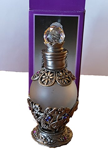 Perfume Bottle - Premium Pewter Encased - Hand Blown Glass (Clear)