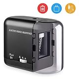 [2019 Christmas Upgrade] Shiplies Auto-Stop Heavy Duty Covered Electric Pencil Sharpener with Battery/USB Charging, HSS Helical Blade, NO 2# & Colored, 2mm-4mm Lead for Drafting Sketch School Office