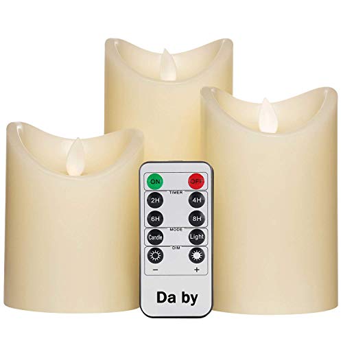 Da by Flameless Candle 4" 5" 6" The Latest Set of 3 Dance LED Flashing Wicks for Parties, Family, Public Elegance, Battery Powered, 10-Button Remote Control, Ivory - Thumbnail 3
